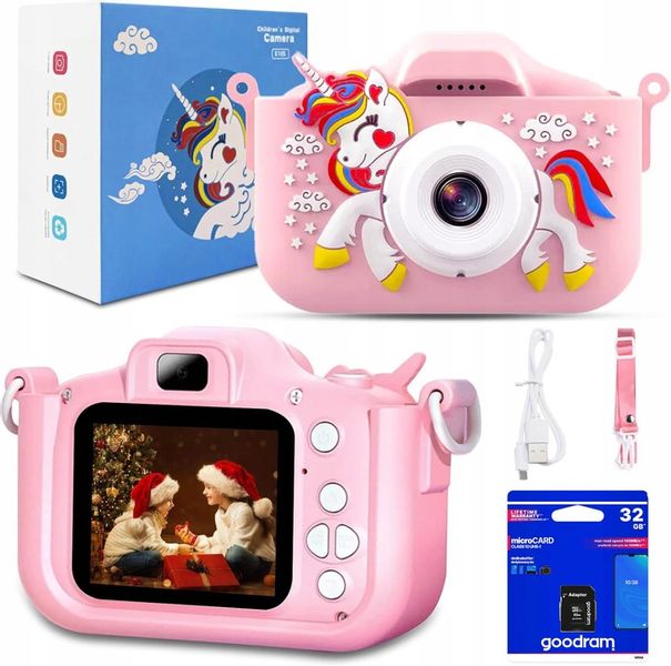 APARAT CYFROWY DLA DZIECI JEDNOROŻEC SELFIE KAMERA+KARTA 32GB MENU PL zdjęcie 8