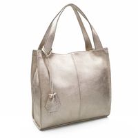 VERA PELLE torebka damska skórzana shopper klasyczna na ramię V074 złota