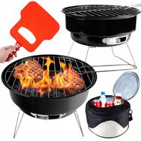 GRILL WĘGLOWY PRZENOŚNY OGRODOWY TURYSTYCZNY 25 CM +TORBA +WACHLARZ +E-BOOK