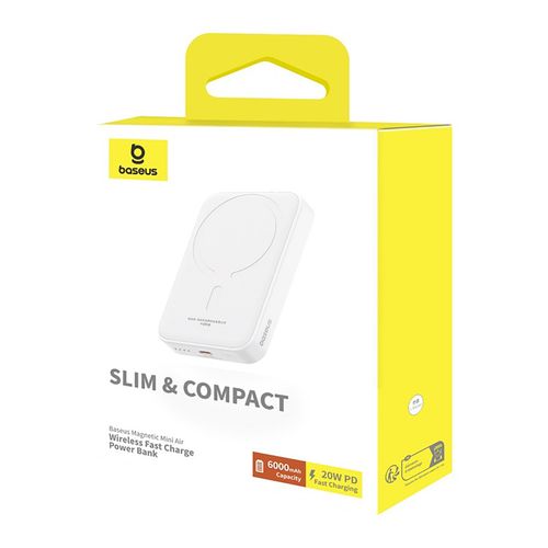 Powerbank 6000mAh Magnetic Mini Air 20W z kablem USB-C - biały na Arena.pl