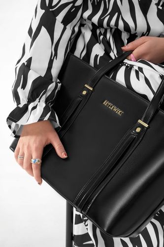 BETLEWSKI duża torebka Damska do ręki i ramię czarna pojemna suwak a4 na Arena.pl