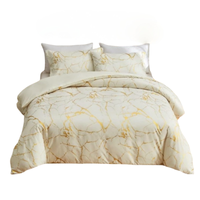 Pościel 135x200 2 sztuki Mikrofibra Biały Złoty Marmur Komplet 4 Części