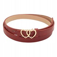 Pasek damski klamra w kształcie dwóch serc skóra ekologiczna bordowy 110cm