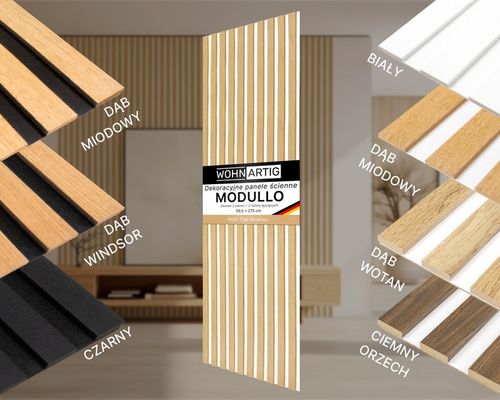 Lamele na białej płycie HDF - zestaw 59,5 cm x 275 cm - DĄB Miodowy i inne na Arena.pl