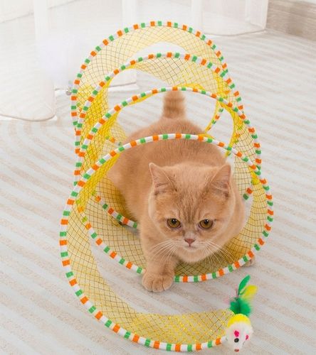 TUNEL DLA KOTA ZABAWKA SPRĘŻYNKA MYSZKA PIÓRKA 2w1 na Arena.pl