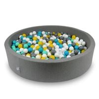 Suchy basen 130x30cm szary z piłeczkami 600szt (białe, szare, turkusowe, żółte, miętowe)