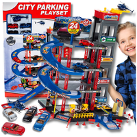 duży parking garaż piętrowy auta helikopter tor samochodowy winda