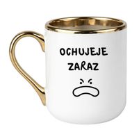 KUBEK "OCHUJEJE ZARAZ" Wzór - Elegant Biało-Złoty 330 ml