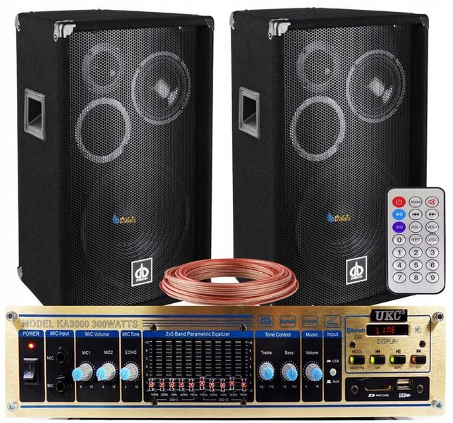 KOLUMNY ESTRADOWE 600W WZMACNIACZ 300W BLUETOOTH zdjęcie 1