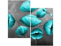 60X60CM NIEBIAŃSKIE KWIATY DWU OBRAZ ŚCIAN