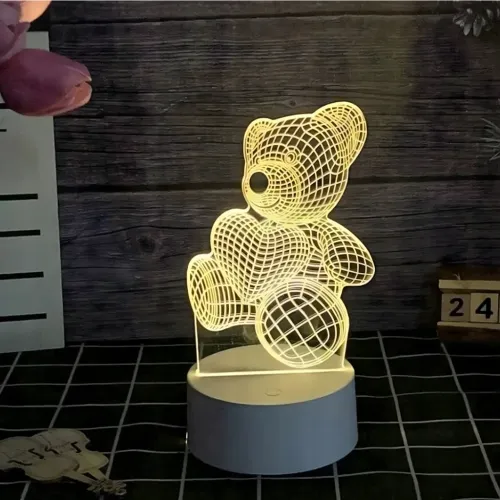 Lampka Nocna Prezent Miś 3D Illusion do Sypialni dla Dzieci Biurkowa USB na Arena.pl