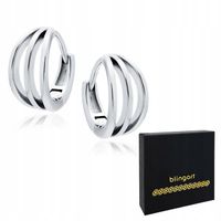 Kolczyki SREBRNE KOŁA damskie potrójne gładkie srebro 925 rodowane BLINGART