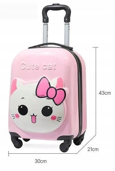 KOT KOTEK KITTY 3D WALIZKA NA KÓŁKACH DLA DZIECI BAGAŻ PODRÓŻNA zdjęcie 2