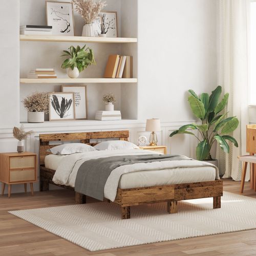 Rama łóżka z drewna Stary dąb 135 x 190 cm Solidna Prosta na Arena.pl