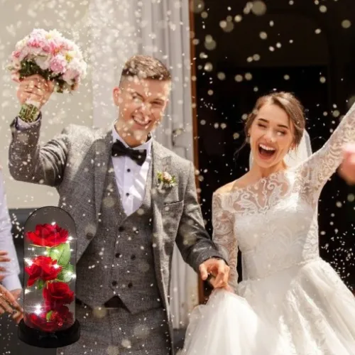 WIECZNA RÓŻA W SZKLE W KOPULE ŚWIECĄCA NA WALENTYNKI LED PREZENT PUDEŁKO na Arena.pl