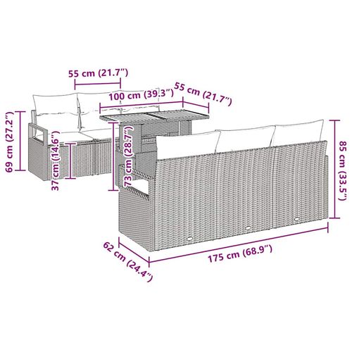 Zestaw Sof na Ogród 7 pcs beżowo-jasnoszary 100 x 55 x 73 cm na Arena.pl