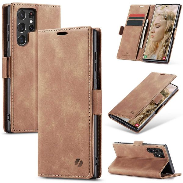 Spacecase Wallet Galaxy S22 Ultra Light Brown zdjęcie 11
