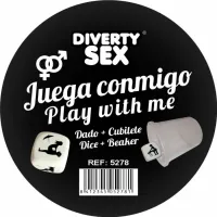 diverty sex diablo picante - zestaw białych kostek do gry z kubkiem 30 mm