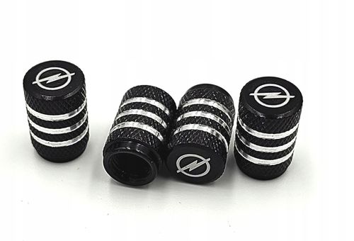 OPEL nakrętki na wentyle ALUMINIOWE kapturki OPEL wentylki 4szt. CZARNE na Arena.pl