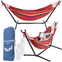 HAMAK ZE STOJAKIEM OGRODOWY DWUOSOBOWY 200 KG STELAŻ DO HAMAKA MOCNY XXL