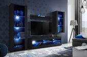 Meblościanka Czarny LED RGB Meble RTV – Zestaw Mebli
