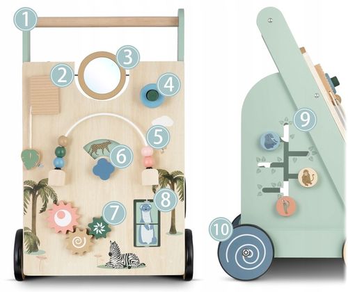 Drewniany chodzik dla dziecka pchacz sensoryczny jeździk do zabawy Nukido na Arena.pl