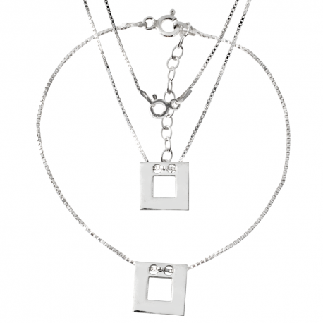 SREBRNY KOMPLET CELEBRYTKI KWADRATY Z DZIURKĄ PRÓBA SREBRA 925 GRAWER GRATIS! zdjęcie 1