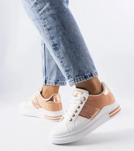 Białe sneakersy z różowymi wstawkami Deans 36 na Arena.pl