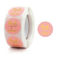 500 Sztuk Naklejek Thank You Opalizujące Złote Na Taśmie Średnica 25Mm