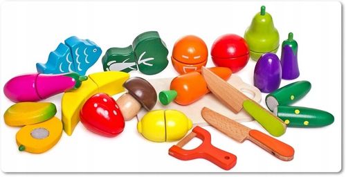 Drewniane Owoce i Warzywa Do Krojenia na Rzep Deska Nóż Zestaw XXL 17 el na Arena.pl