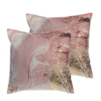 Zestaw 2 poduszek dekoracyjnych akwarela 45 x 45 cm różowy LANTANA