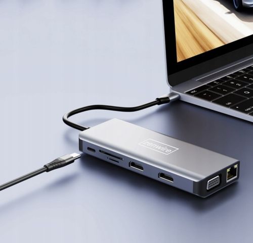 ADAPTER HUB Stacja Dokująca 12w1 USB-C 2x HDMI VGA USB Jack SD Ethernet LAN na Arena.pl