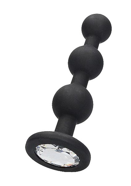 Silicone Beaded Diamond Butt Plug - Black zdjęcie 1