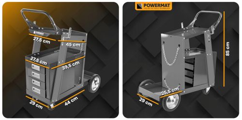 WÓZEK SPAWALNICZY DO SPAWAREK Z PÓŁKĄ NA BUTLE SZUFLADY STABILNY MOBILNY na Arena.pl