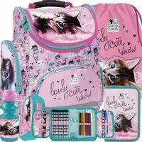 PIĘKNY TORNISTER Z KOTKIEM DLA DZIEWCZYNY KOMPLET