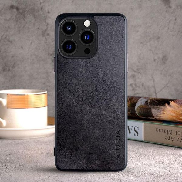 Etui AIORIA Vintage LEATHER do iPhone 14 Pro Max czarny zdjęcie 1