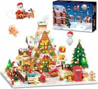 KALENDARZ ADWENTOWY KLOCKI DOMEK Z PIERNIKA CHOINKA MIKOLAJ LED 1763szt 24×