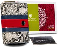 pionowy, skórzany portfel z wężowym wzorem - peterson