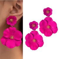 Viralowe kolczyki kwiatki fuksjowe wiszące damskie do SUKNI wakacje komunia