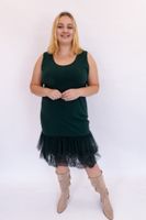 Butelkowo Zielona Bawełniana Halka Damska z Koronką UNI