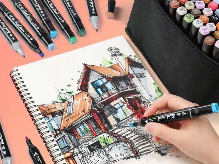 MARKERY FLAMASTRY PISAKI ALKOHOLOWE DWUSTRONNE PRO ZESTAW 80x 80SZT + TORBA zdjęcie 2