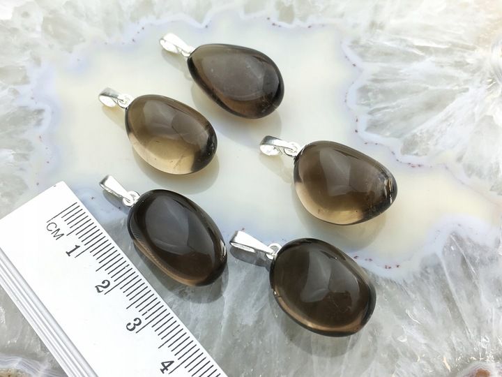 wisiorek kwarc dymny srebro 925 kamień minerał zdjęcie 3