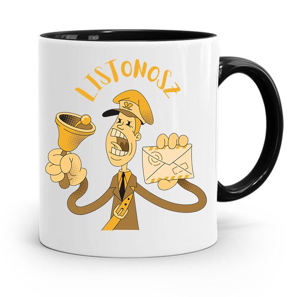 Kubek Czarny Dla Listonosza Listonosz Prezent Z Nadrukiem Ze Zdjęciem zdjęcie 1