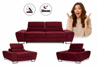 Zestaw wypoczynkowy sofa kanapa 2 fotele bordowy solon Savio Family Meble