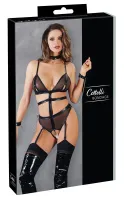 cottelli bondage body xl z mankietami, otwartą konstrukcją i kołnierzem