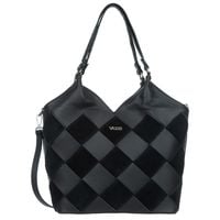 VEZZE torebka damska skórzana shopper pleciona z paskiem V538 czarna