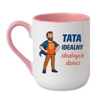 KUBEK "TATA IDEALNYCH DZIECI" Wzór - Elegant Coffee Różowy 330 ml
