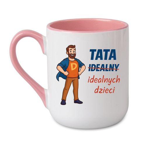 KUBEK "TATA IDEALNYCH DZIECI" Wzór - Elegant Coffee Różowy 330 ml na Arena.pl
