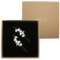 ZŁOTE kolczyki damskie z kwiatami listkami lekkie długie łańcuszki wiszące