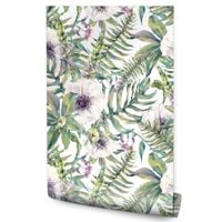 Tapeta Do Salonu Akwarelowe LIŚCIE Kwiaty Natura